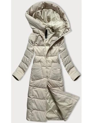 Dámska prešívaná dlhá zimná bunda Libland light beige (7767)