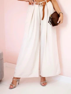 Široké nohavice s opaskom béžovej farby