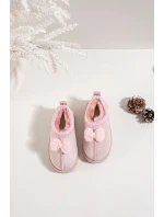 Dětské sněhule s výšivkou a mašlí Růžové Daven