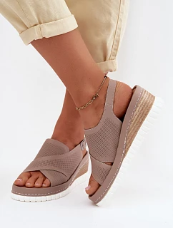 Dámske sandále na platforme z prírodnej kože Artiker 58C3146 dark beige