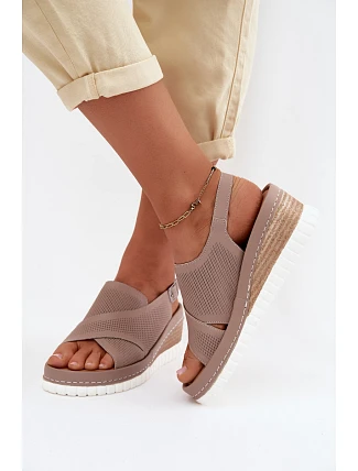 Dámske sandále na platforme z prírodnej kože Artiker 58C3146 dark beige