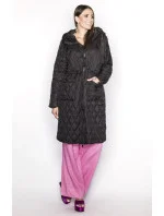 Jednoduchá čierna prešívaná bunda s kapucňou (AG6-29)