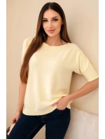 Dámsky viskózový sveter s krátkym rukávom žltý