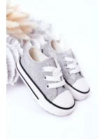 Dziecięce Brokatowe Trampki Srebrne Bling-Bling