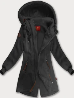 Dámska dlhá mikina s kapucňou v grafitovej farbe (AMG-675/2)