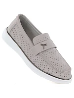 Dámske šedé kožené mokasíny Vinceza 93221