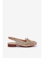 Ażurowe Baleriny Z Odkrytą Piętą Złote Navinnia