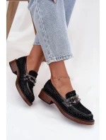 Semišové dámske mokasíny s ozdobou D&A MR52-176 Black
