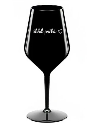 ÚKLID POČKÁ - černá nerozbitná sklenice na víno 470 ml