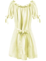 Žltá dámska tunika v španielskom štýle s pásikom (279ART)