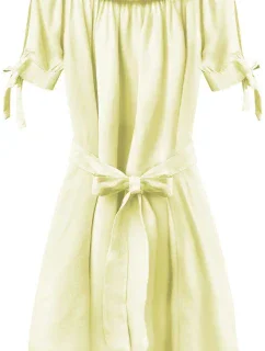 Žltá dámska tunika v španielskom štýle s pásikom (279ART)