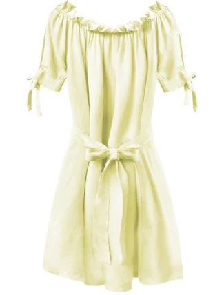 Žltá dámska tunika v španielskom štýle s pásikom (279ART)