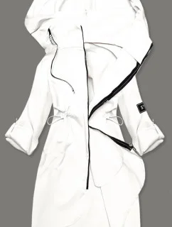 Tenký dámsky prehoz cez oblečenie v smotanovej farbe s kapucňou (B8118-26)