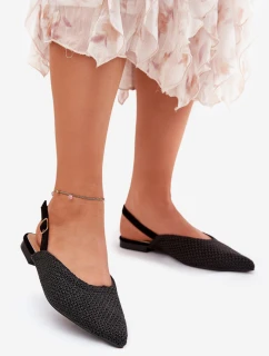 Baleriny Z Plecionką I Szpiczastymi Noskami Czarne Hefion