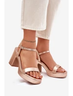 Eko Skórzane Sandały Na Słupku Różowe Złoto Lillita