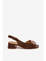Elegantné sandále na podpätku z prírodného semišu D&A CE61-3127 Brown Elegantné sandále na podpätku z prírodného semišu D&A CE61-3127 Brown