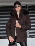 Dámska zimná prešívaná bunda s kapucňou hnedá FashionStreet TY5326 Dámska zimná prešívaná bunda s kapucňou hnedá FashionStreet TY5326