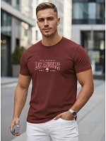 Pánske bavlnené tričko s nápisom v bordovej farbe FashionStreet NX5136R Pánske bavlnené tričko s nápisom v bordovej farbe FashionStreet NX5136R