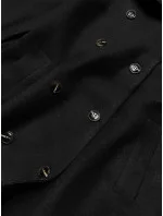 Dlhý čierny kabát s kožušinovým golierom (20201202)