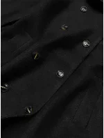 Dlhý čierny kabát s kožušinovým golierom (20201202)