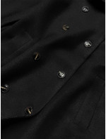 Dlhý čierny kabát s kožušinovým golierom (20201202)