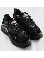 Čierne šnurovacie topánky so zvýšenou podrážkou (7002)