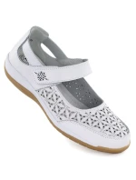 Dámska kožená poltopánka so suchým zipsom biela Jezzi 9763