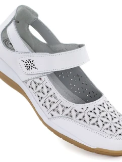 Dámska kožená poltopánka so suchým zipsom biela Jezzi 9763