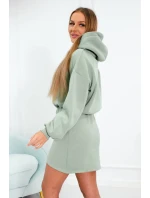 Zateplené šaty s obálkovým dnom tmavo mätovej farby Zateplené šaty s obálkovým dnom tmavo mätovej farby