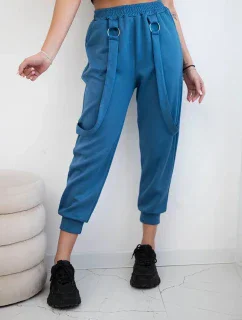 Nohavice s ozdobnými pruhmi z maslovej džínsoviny