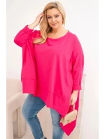 Dámska mikina s kapucňou Plus Size s fuchsiovou potlačou Dámska mikina s kapucňou Plus Size s fuchsiovou potlačou
