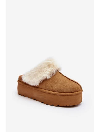 Kapcie Śniegowce Damskie Na Grubej Podeszwie Camel Starlyn