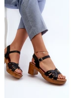 Sandały Damskie Na Obcasie Z Eko Skóry Czarne Assames Sandały Damskie Na Obcasie Z Eko Skóry Czarne Assames