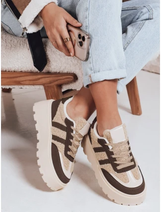 Dámske tenisky s kožušinou na platforme hnedé FashionStreet ZY1082