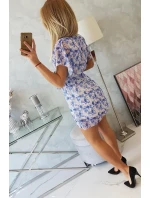 Kvetinové šaty s viazaním v páse vo fialovej farbe Kvetinové šaty s viazaním v páse vo fialovej farbe