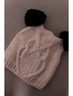 Fleecová čiapka 2 brmbolce K291 béžová