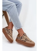 Sneakersy Damskie Na Platformie Panterka Big Star SS274763 Beżowe