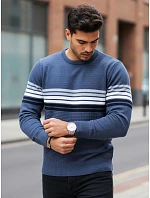 Pánsky pruhovaný modrý sveter FashionStreet WX2325