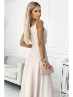 299-6 CHIARA elegantné maxi dlhé šaty bez ramienok - BEACH