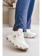Damskie Buty Sportowe Sznurowane Ocieplane Na Platformie Białe Verioras