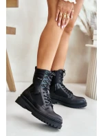 Skórzane Trapery Botki Męskie Ocieplane Big Star OO174164 Czarne