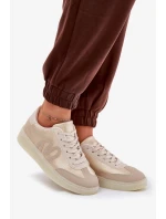 Niskie Buty Sportowe Damskie Z Eko Skóry Złoto-Beżowe Iladira