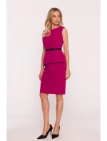 S427 Peplum šaty - slivka