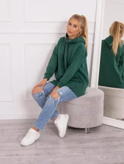 Zateplená mikina s patentkami tmavo zelená