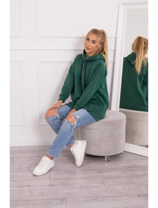 Zateplená mikina s patentkami tmavo zelená