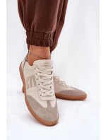 Skórzane Buty Sportowe Sneakersy Damskie Panterka CheBello 4640 Beżowe