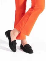 Dámske klasické čierne mokasíny na širokom podpätku Dámske klasické čierne mokasíny na širokom podpätku