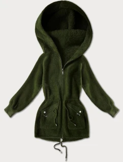 Bunda z alpaky s vreckami army (W010#)