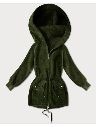 Bunda z alpaky s vreckami army (W010#) Bunda z alpaky s vreckami army (W010#)