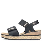Dámske čierne sandále na platforme so suchým zipsom Rieker 63781-00 Dámske čierne sandále na platforme so suchým zipsom Rieker 63781-00